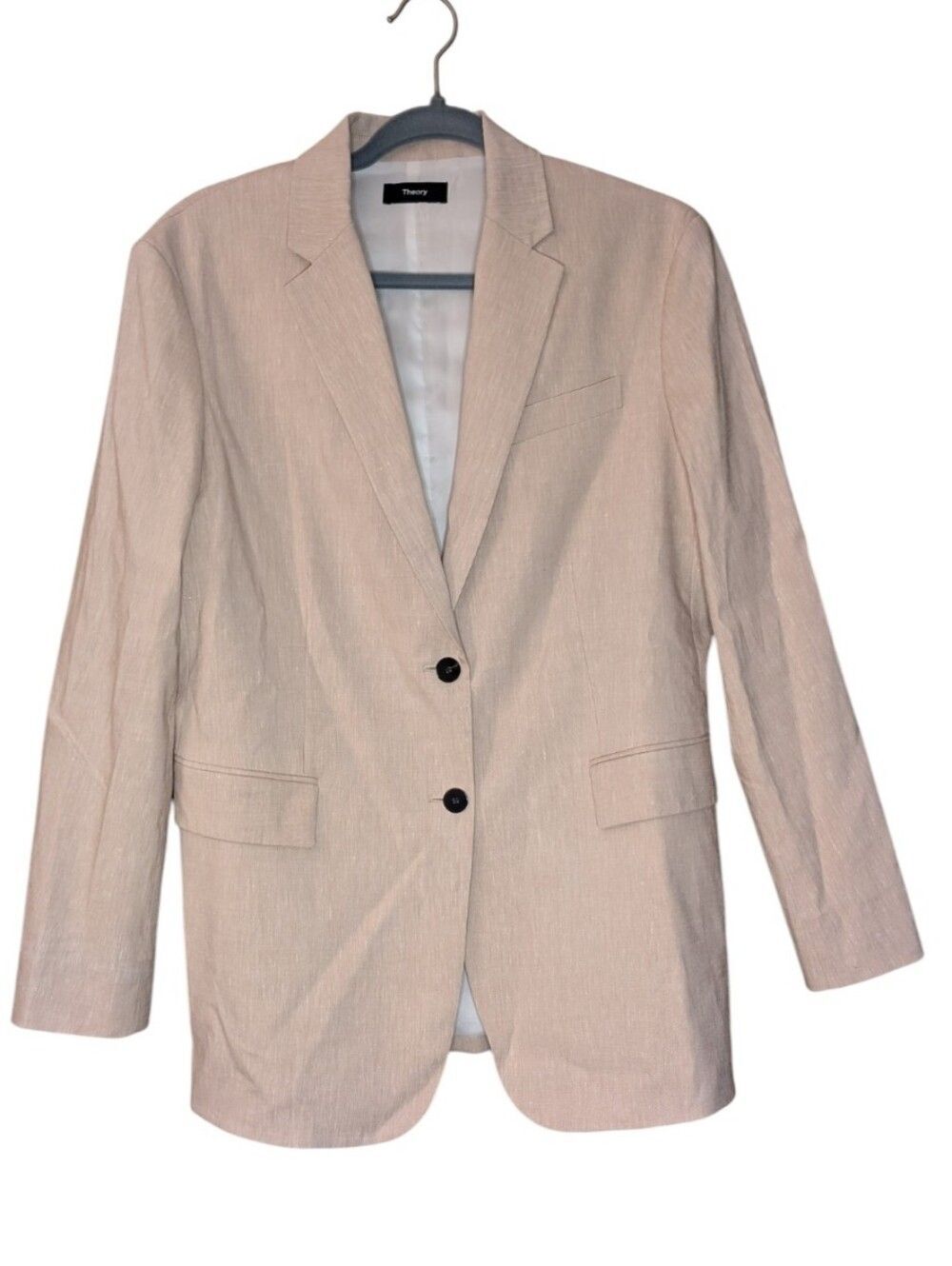 Theory Linen Staple Blazer in a light beige color size 4 notched Lapel collar